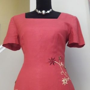 Donna Morgan Jewel Neck Illusion Floral Lace Dress D4860M